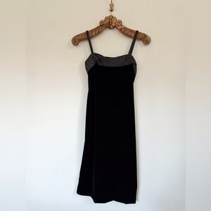Vintage Y2K Black Velvet Midi Dress